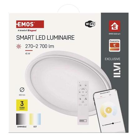 EMOS Chytré LED svítidlo GoSmart, přisazené, kruhové, 45W, CCT, stmívatelné, Wi-Fi ZM5192