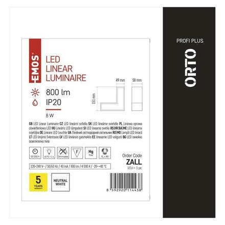 EMOS LED lineární svítidlo ORTO 8 W, neutrální bílá ZALL