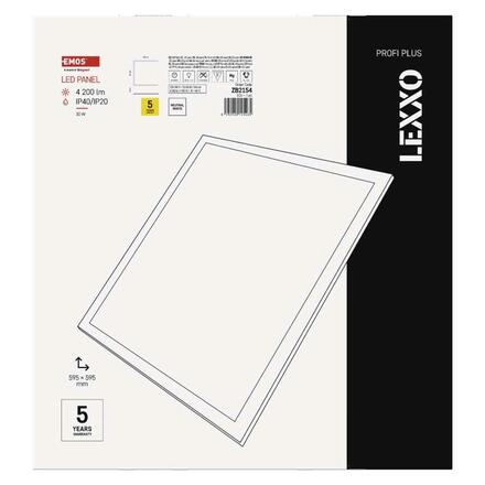 EMOS LED panel LEXXO backlit 60x60, čtvercový vestavný bílý, 30W 4000K ZB2154