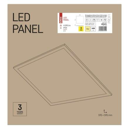 EMOS Lighting LED panel 60×60, čtvercový vestavný bílý, 40W teplá b. UGR 1544104010