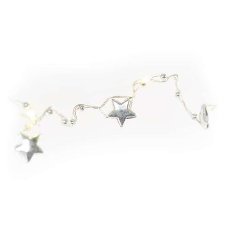 EMOS LED vánoční řetěz stříbrný – hvězdičky, 1,9 m, 2x AA, vnitřní, teplá bílá, časovač DCGW07