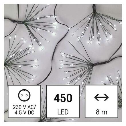 EMOS LED světelný řetěz - svítící trsy, nano, 8 m, vnitřní, studená bílá, časovač D3AC10