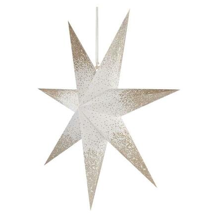 EMOS Vánoční hvězda papírová závěsná se zlatými třpytkami na okrajích, bílá, 60 cm, vnitřní DCAZ07