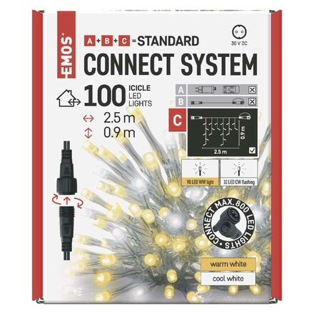 EMOS Standard LED spojovací řetěz blikající – rampouchy, 2,5 m, venkovní, teplá/studená bílá D1CN01