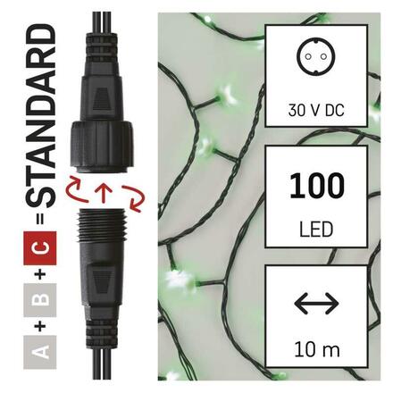 EMOS Standard LED spojovací vánoční řetěz, 10 m, venkovní i vnitřní, zelená D1AG01