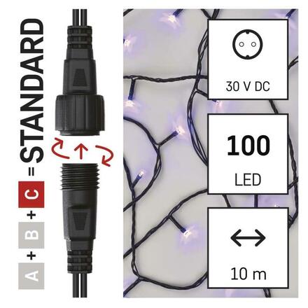 EMOS Standard LED spojovací vánoční řetěz, 10 m, venkovní i vnitřní, fialová D1AF01