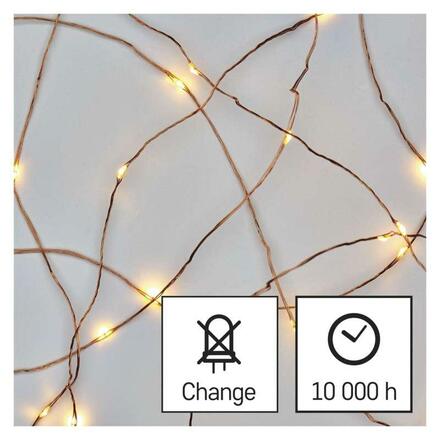 EMOS LED vánoční nano řetěz měděný, 10 m, venkovní i vnitřní, teplá bílá, časovač D3AW02