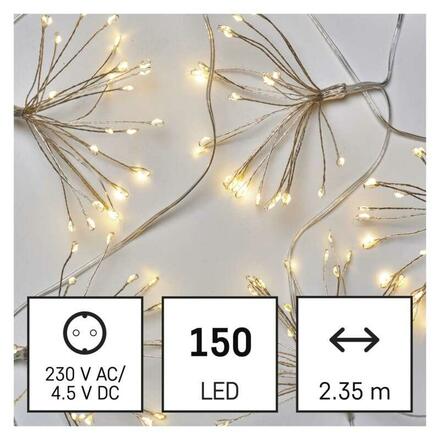 EMOS LED světelný řetěz - svítící trsy, nano, 2,35 m, vnitřní, teplá bílá, časovač D3AW08
