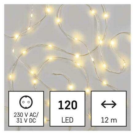 EMOS LED vánoční drop řetěz, 12 m, venkovní i vnitřní, teplá bílá, časovač D3AW15
