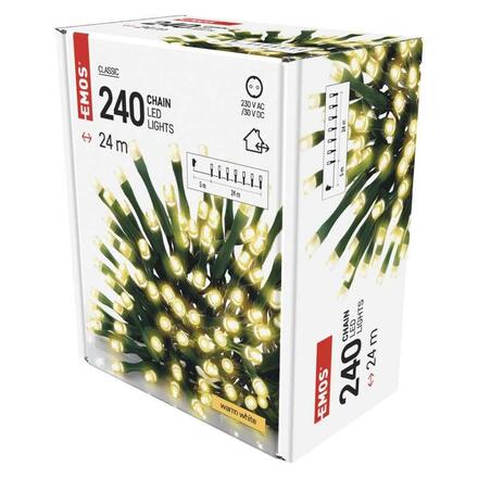 EMOS LED vánoční řetěz, 24 m, venkovní i vnitřní, teplá bílá, časovač D4AW05