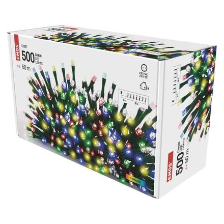 EMOS LED vánoční řetěz, 50 m, venkovní i vnitřní, multicolor, časovač D4AM06