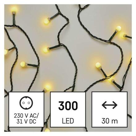 EMOS LED vánoční cherry řetěz – kuličky, 30 m, venkovní i vnitřní, teplá bílá, časovač D5AW04