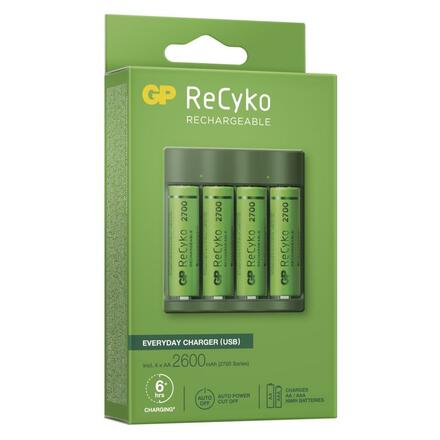 EMOS Nabíječka baterií GP Everyday B421 + 4× AA ReCyko 2700 + USB B52427U