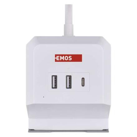 EMOS Prodlužovací kabel - kostka 2 m / 2 zásuvky / bílý / 2×USB-C + 1×USB-C+Qi / 1,5 mm2 P0212CQ