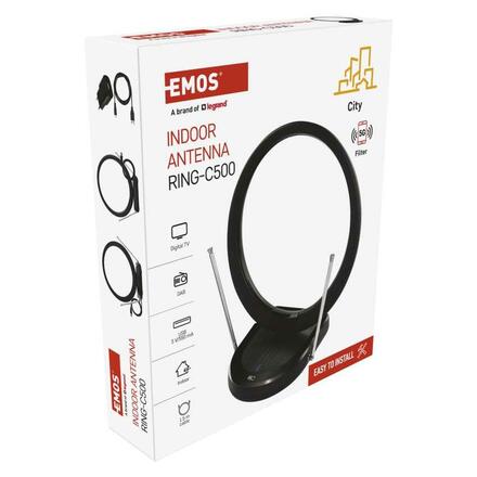 EMOS Anténa pokojová CITY RING-C500, DVB-T2, DAB, filtr LTE/4G/5G J0704