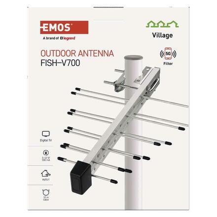 EMOS Anténa univerzální VILLAGE FISH-V700, DVB-T2, filtr LTE/4G/5G J0806