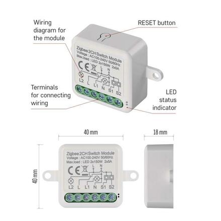 EMOS GoSmart modul spínací IP-2102SZ, ZigBee, 2-kanálový H5102