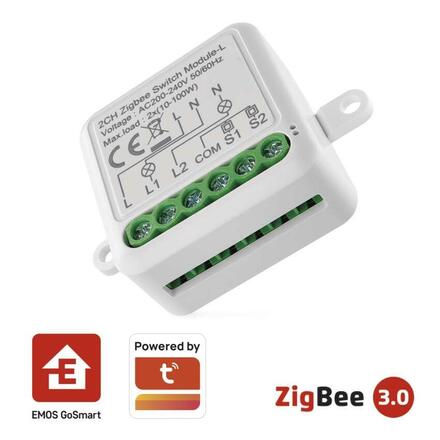 EMOS GoSmart modul spínací IP-2104SZ, ZigBee, 2-kanálový (nevyžaduje N vodič) H5104