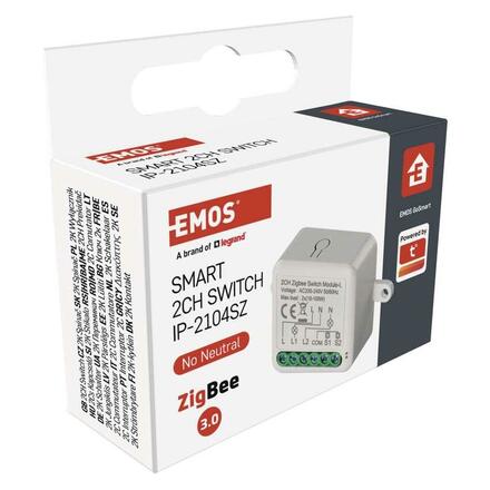 EMOS GoSmart modul spínací IP-2104SZ, ZigBee, 2-kanálový (nevyžaduje N vodič) H5104