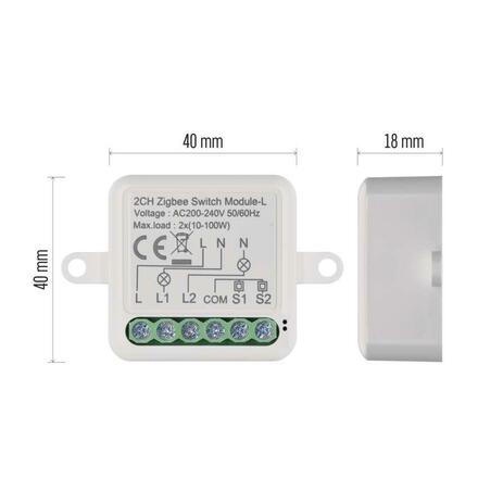 EMOS GoSmart modul spínací IP-2104SZ, ZigBee, 2-kanálový (nevyžaduje N vodič) H5104