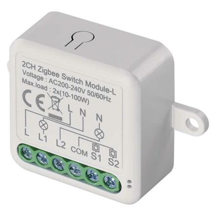 EMOS GoSmart modul spínací IP-2104SZ, ZigBee, 2-kanálový (nevyžaduje N vodič) H5104