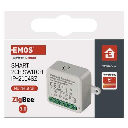 EMOS GoSmart modul spínací IP-2104SZ, ZigBee, 2-kanálový (nevyžaduje N vodič) H5104