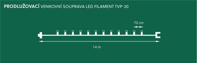 Prodloužení pro venkovní soupravu LED Filament Felicia bílá SVP-20, zelená kabeláž  bez napájení