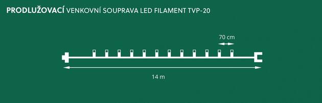 Prodloužení pro venkovní soupravu LED Filament Šiška bílá, černá kabeláž  bez napájení