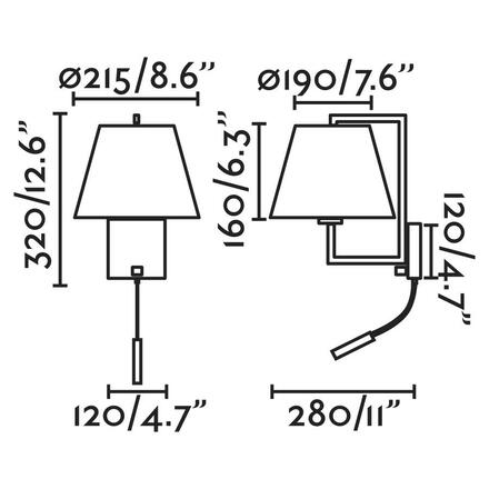 FARO FRAME nástěnná lampa, nikl/bílá, se čtecí lampičkou