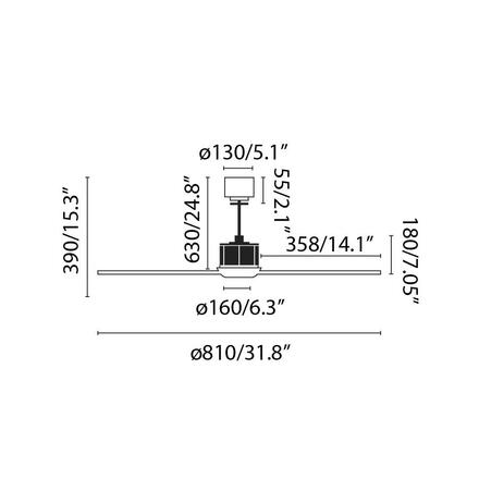 FARO JUST FAN XS, černá/dřevo, stropní ventilátor 81cm SMART