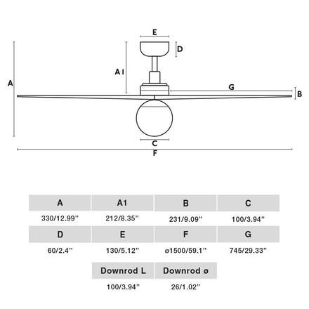 FARO KLIM L stropní ventilátor, černá/ořech DC E27