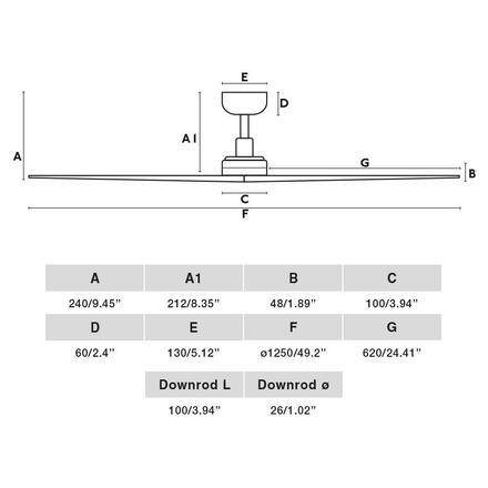 FARO KLIM M stropní ventilátor, černá/ořech