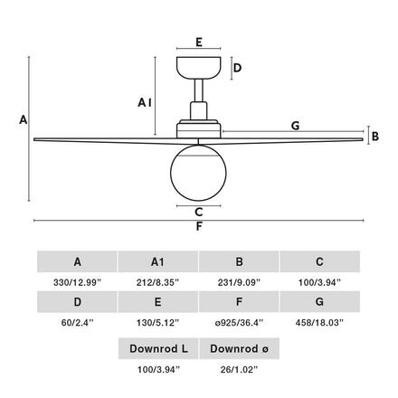 FARO KLIM S stropní ventilátor, bílá/světlý dub DC E27