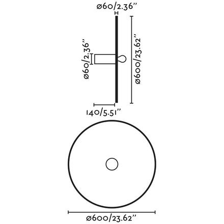 FARO COSTAS 600 H140 nástěnné a stropní svítidlo, černá/ratan