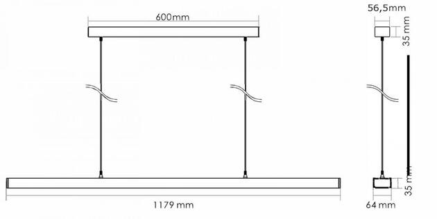 Deko-Light závěsné svítidlo Office Three DALI 2.0 200-240V AC/50-60Hz 60,00 W 4000 K 7000 lm 1179 bílá RAL 9003 342147