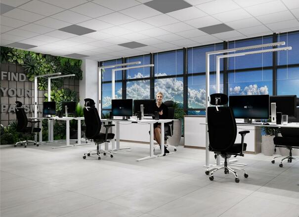 Deko-Light stojací svítidlo, Office Three Standard, Motion, 80 W, DIM, 4000 K, 220-240V 10100 lm 1240 mm tmavě černá RAL 9005 342230