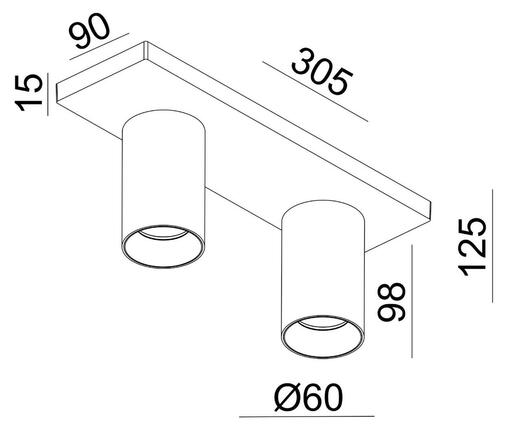 Deko-Light stropní přisazené svítidlo - Can Tilt hranaté, 2x 7,5 W GU10, černá 348248