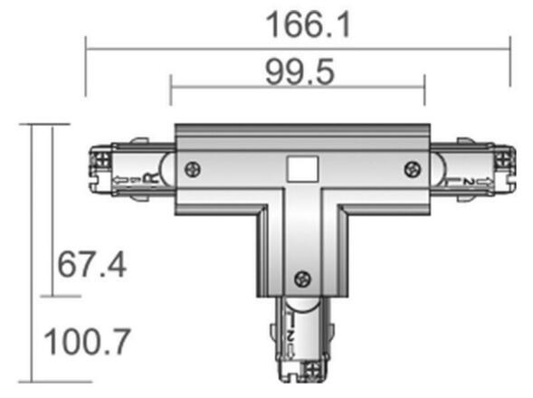 Deko-Light kolejnicový systém 3-fázový 230V D Line T-spojka pravé-pravé-levé 220-240V AC/50-60Hz šedá RAL 7040 166  710031