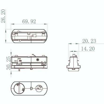 Deko-Light 1-fázový kolejnicový systém, D One 1-fázový adaptér pro montáž svítidel, 220-240V bílá RAL 9016 70 mm 720036