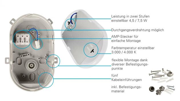 Deko-Light stropní a nástěnné přisazené svítidlo - Sotano, 4,5/7,5 W, 3000/4000 K, bílá 731160