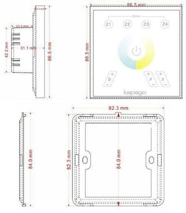 Light Impressions KapegoLED řídící jednotka Touchpanel RF White 220-240V AC/50-60Hz 2 CH  843019