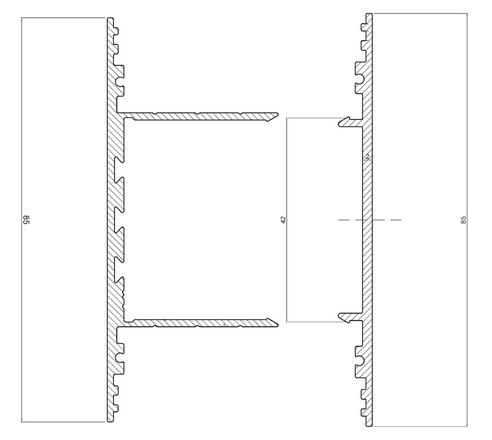 Deko-Light profil, PLANO BSH pro montáž na stěnu, 85 x 38mm stříbrná elox 2500 mm 970585