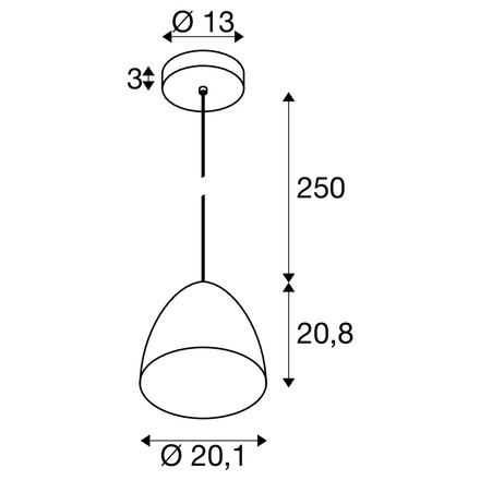 BIG WHITE (SLV) PRO CONE 30 závěsné svítidlo, délka závěsu 250cm, E27, 1x max. 60W, černá / zlatá 1008131