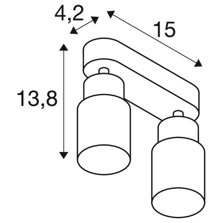 BIG WHITE (SLV) PURI 2.0 Tube nástěnné a stropní svítidlo pro povrchovou montáž, dlouhé, 2 x max. 6W GU10, černé 1008361