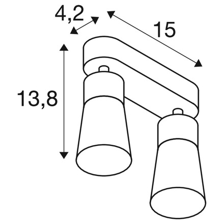 BIG WHITE (SLV) PURI 2.0 Cone nástěnné a stropní svítidlo pro povrchovou montáž, dlouhé, 2 x max. 6W GU10, bílé 1008367