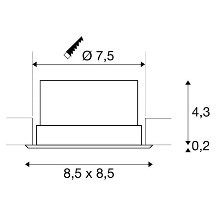 BIG WHITE VERLUX, vestavné svítidlo, LED, 3000K, bílé matné, D/Š/H 8,5/8,5/4,5 cm, 10 W 112682