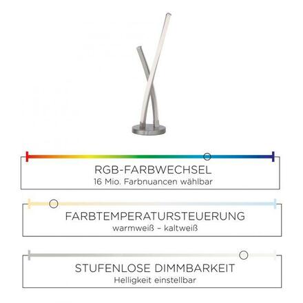 LEUCHTEN DIREKT is JUST LIGHT Stolní lampa, barva ocel, RGB, dálkový ovladač, stmívatelné, App MEDION RGB+2700-5000K