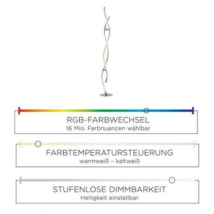 LEUCHTEN DIREKT is JUST LIGHT Stojací svítidlo, barva ocel, RGB, dálkový ovladač, stmívatelné, App MEDION RGB+2700-5000K