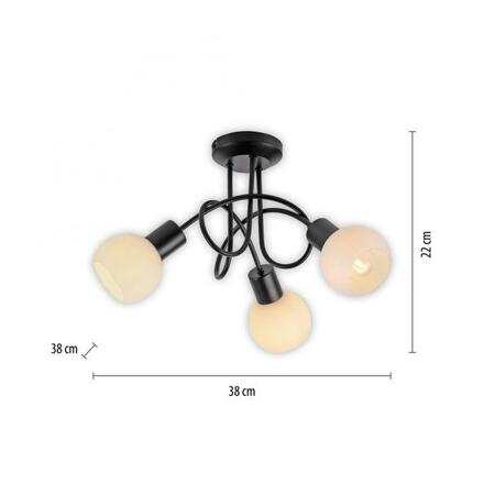 JUST LIGHT LED stropní svítidlo černé 3 ramenné opálové sklo do obývacího pokoje 3000K LD 12153-18