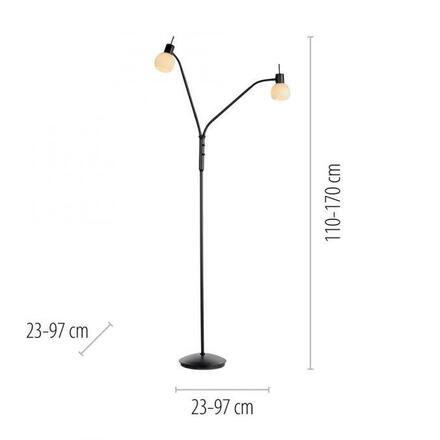 JUST LIGHT LED stojací svítidlo černé 2-ramenné flexibilní nastavitelné s vypínačem 3000K LD 12158-18